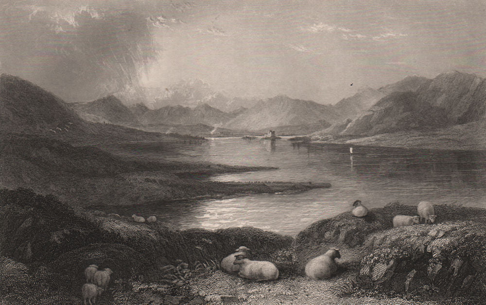 Loch Doon & Balloch Castle, Carrick, South Ayrshire. Scotland 1845 old print